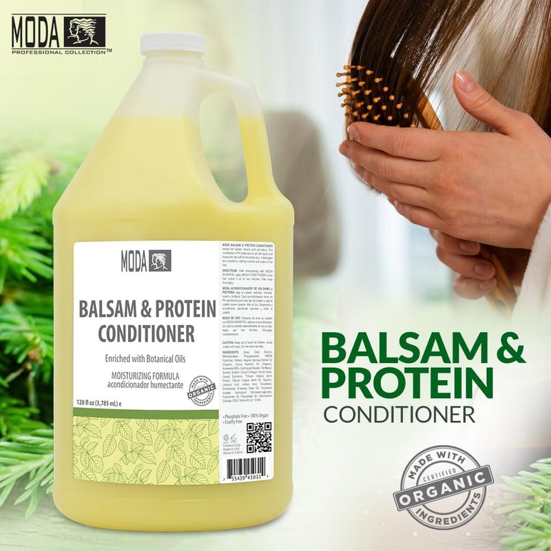 MODA - Moisturizing Conditioner for all Hair Types, Balsam and Protein, 128 Oz, Professional - Strengthens, Moisturizes, Leaves Hair Soft and Shiny, Adds Volume, Protects Color and Restore - Image 2